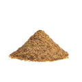 Heap of brown ground flaxseed on a white background
